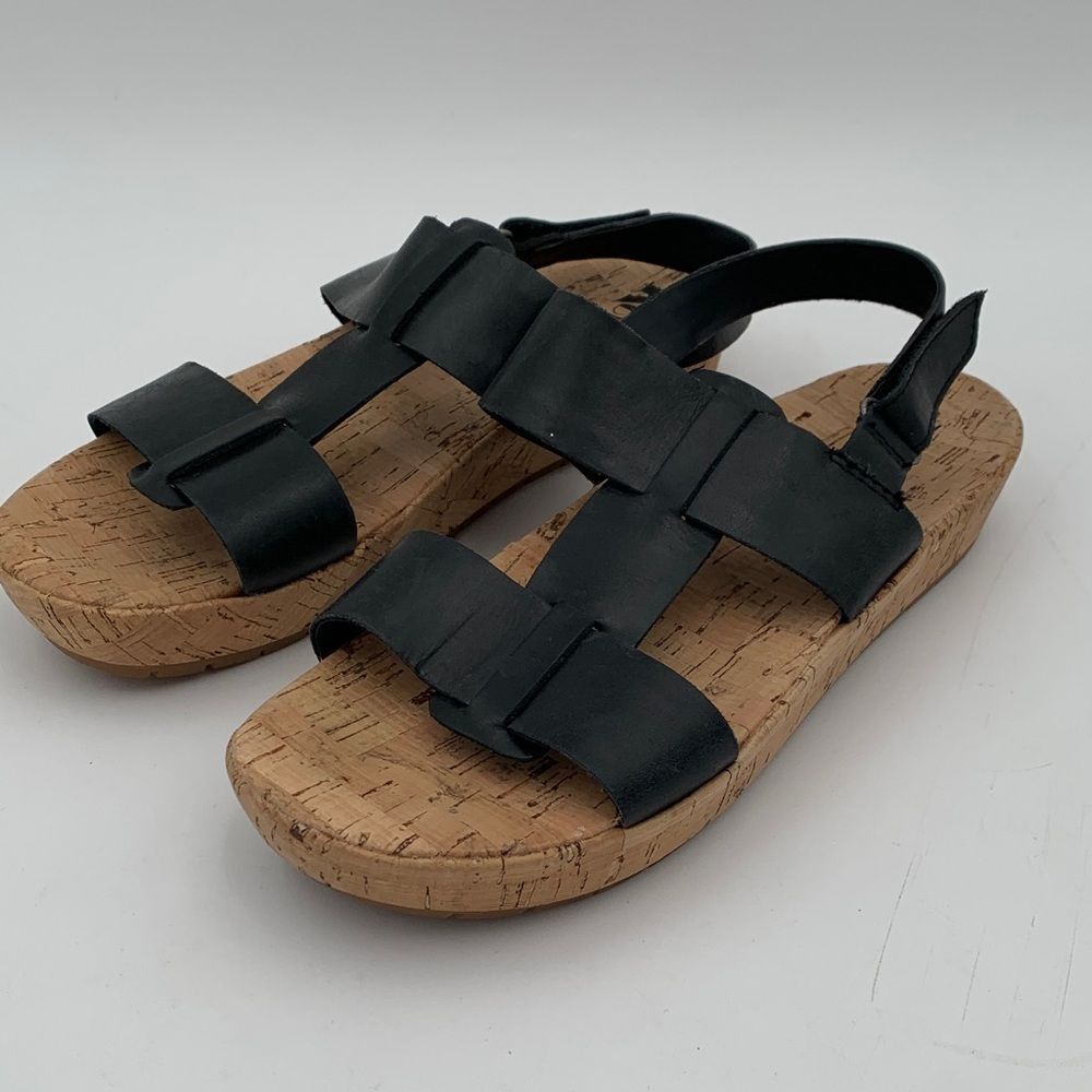 Kork-Ease Black Leather Cork Platform Strappy Sandals Size 8 - Picture 5 of 11